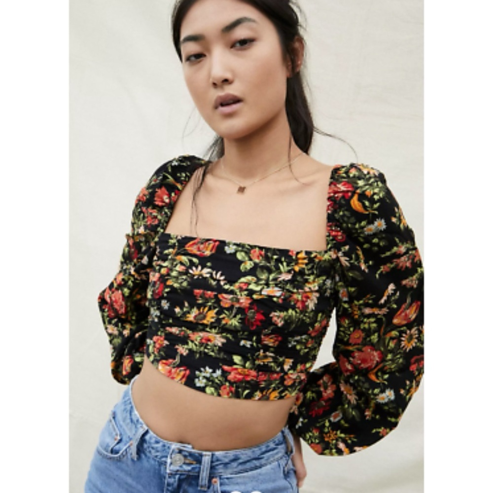 Urban Outfitters Bambi Ruched Front Boho Cottagecore Top - Picture 2 of 6